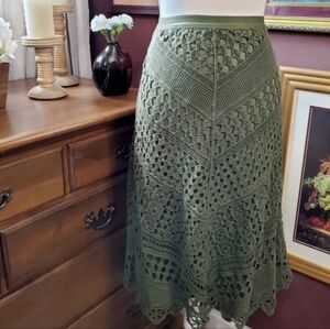 Vintage 90s crochet green skirt